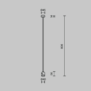 Крепление потолочное Long 760мм с прямым коннектором питания Flarity Maytoni Accessories for tracks Flarity TRA159C-IPCL1-BS