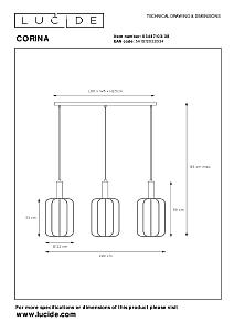 Светильник подвесной Lucide Corina 03447/03/38