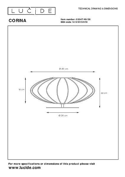 Настольная лампа Lucide Corina 03547/40/38
