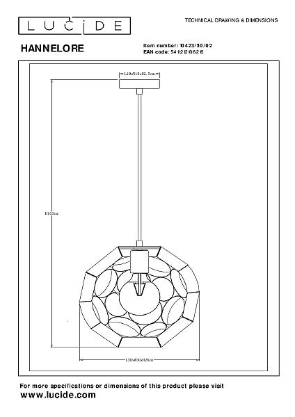 Светильник подвесной Lucide Hannelore 10423/30/02