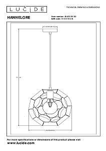 Светильник подвесной Lucide Hannelore 10423/30/02