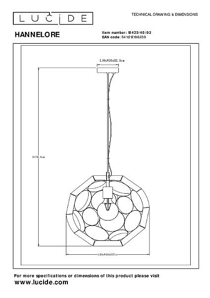 Светильник подвесной Lucide Hannelore 10423/40/02