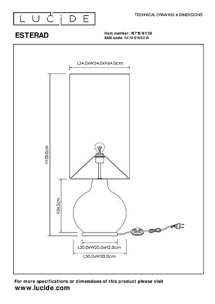 Настольная лампа Lucide Esterad 10719/81/30