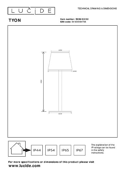 Настольная лампа Lucide Tyon 13816/02/02