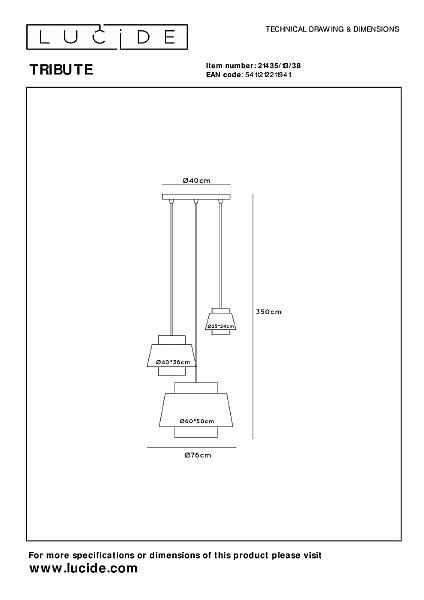 Светильник подвесной Lucide Tribute 21435/13/38