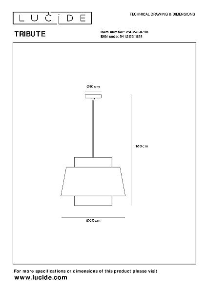 Светильник подвесной Lucide Tribute 21435/60/38