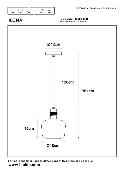 Светильник подвесной Lucide Ilona 45408/18/62
