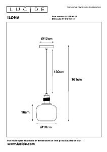 Светильник подвесной Lucide Ilona 45408/18/62