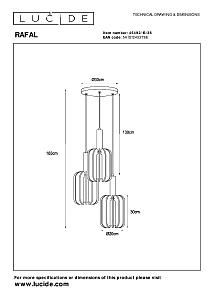 Светильник подвесной Lucide Rafal 45492/13/36