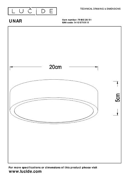 Светильник потолочный Lucide Unar 79185/20/31