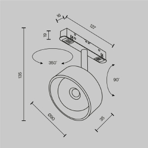 Трековый светильник Maytoni Lens TR217-4-15WTW-DD-B