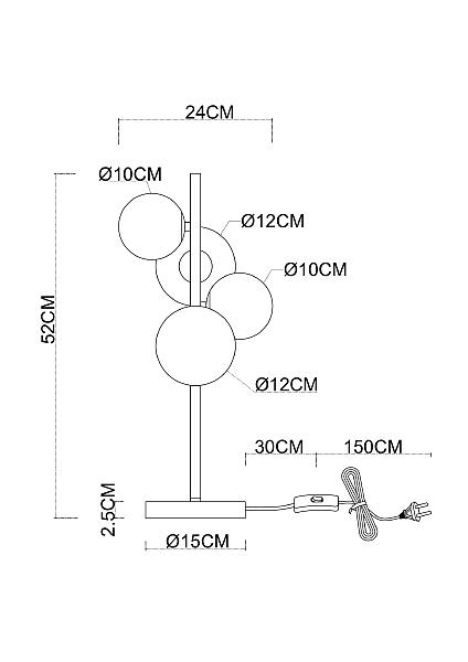 Настольная лампа Arte Lamp Gemini A2243LT-4BK