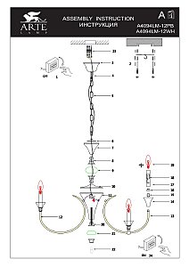 Подвесная люстра Arte Lamp Collinetta A4094LM-12PB