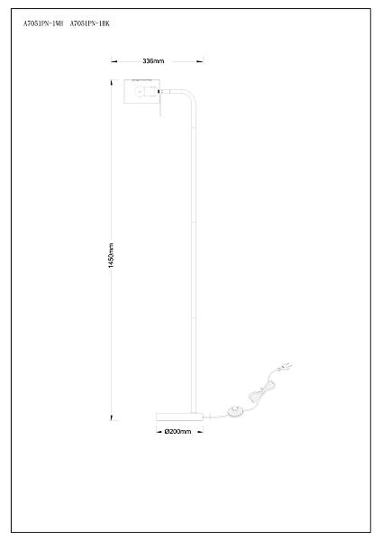 Торшер Arte Lamp Sebastian A7051PN-1BK