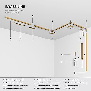 Коннектор для шинопровода Elektrostandard Line Magnetic Brass Line Коннектор угловой внутренний для накладного шинопровода (латунь) 85225/00