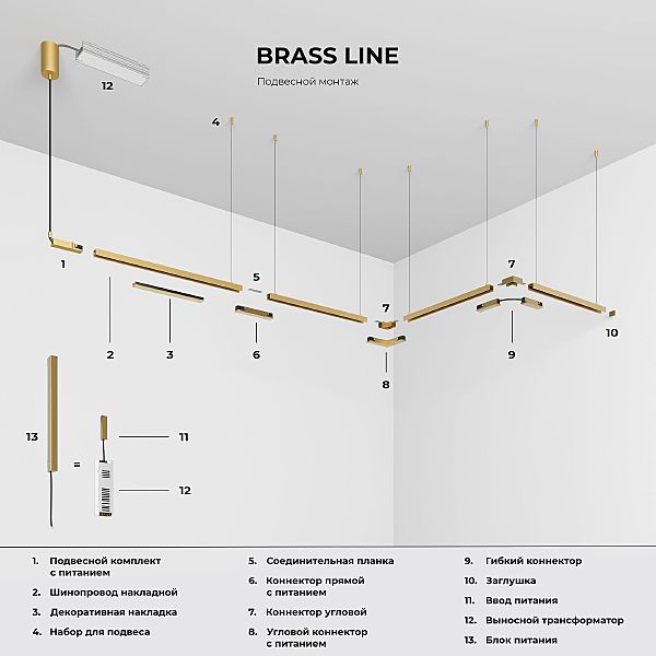 Коннектор для шинопровода Elektrostandard Line Magnetic Brass Line Угловой коннектор (латунь) 85006/00