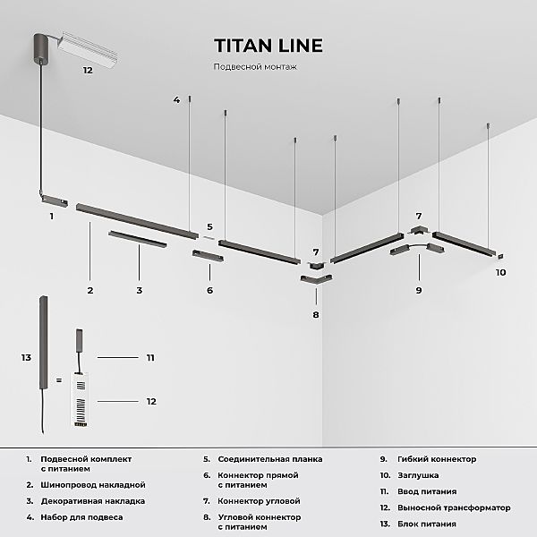 Декоративная накладка для шинопровода Elektrostandard Line Magnetic Titan Line Декоративная накладка для шинопровода (20см) (титан) 85232/00