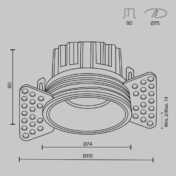 Встраиваемый светильник Maytoni Round DL058-12W2.7K-TRS-W