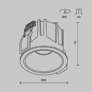 Встраиваемый светильник Maytoni Alfa Led DL043-01-10W3K-RD-B-1