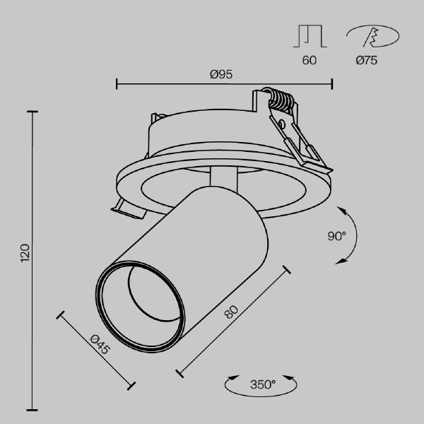 Встраиваемый светильник Maytoni FOCUS LED C071CL-7W2.7K-B