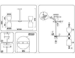 Люстра на штанге Ambrella Heigh Light LH56083