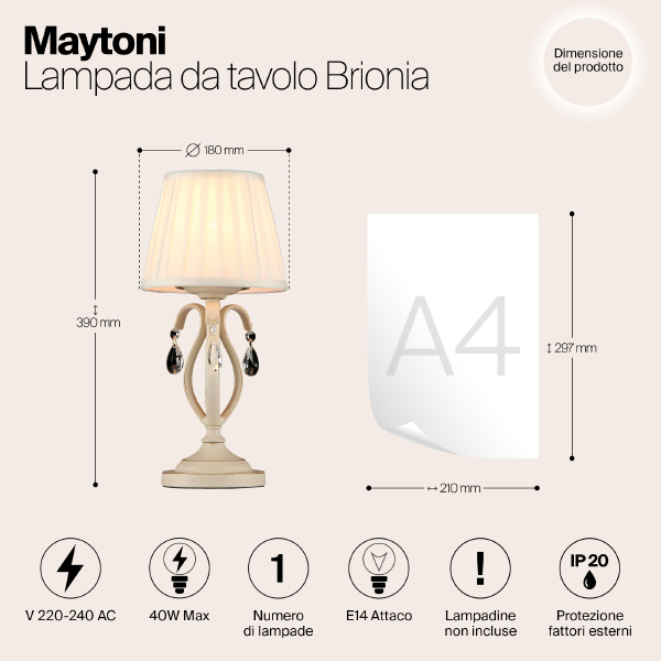 Настольная лампа Maytoni Brionia ARM172-01-G