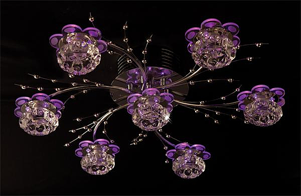 Потолочная люстра с пультом 4862 Eurosvet 4862/7 хром/синий+красный+фиолетовый